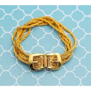Vintage Unique Multi Chain  Gold Tone Belt Buckle Bracelet 7 Inch - R27